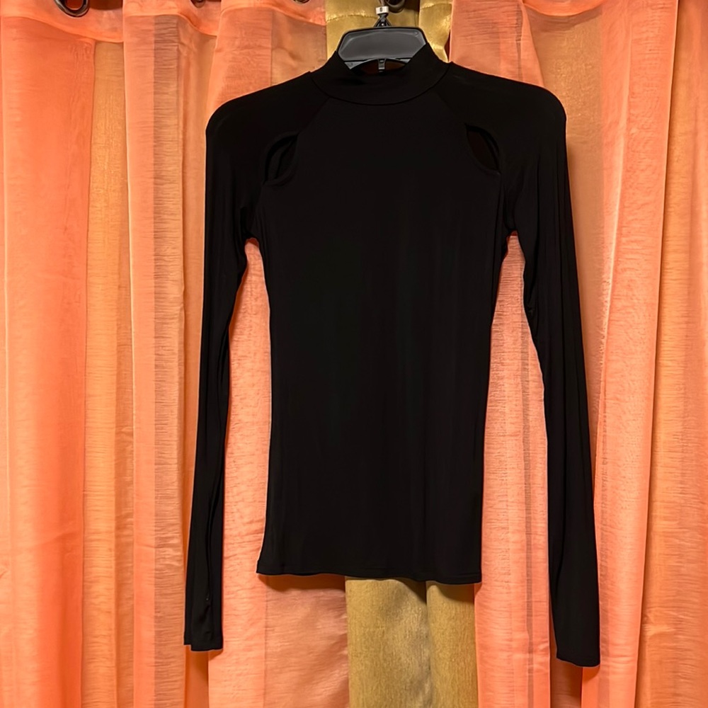 black mock neck with slits